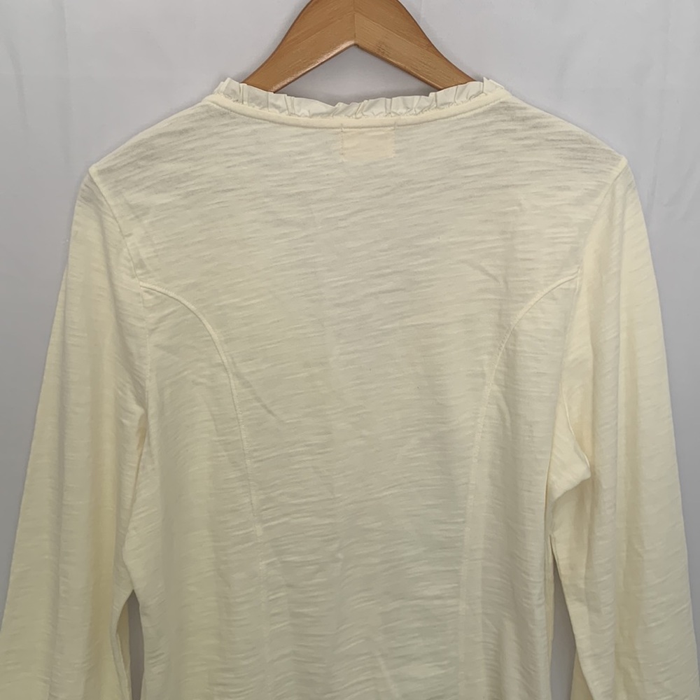 Nation LTD Ivory Gold Edwardian Snap Front Ruffle V-Neck Top Size L | - Picture 16 of 16